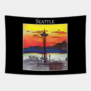 Seattle sunset looking towards Puget Sound from Capitol Hill Tapestry