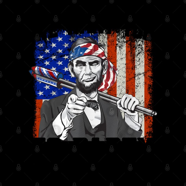 Abraham Lincoln 4th Of July Shirt Men American USA Flag by nikolay