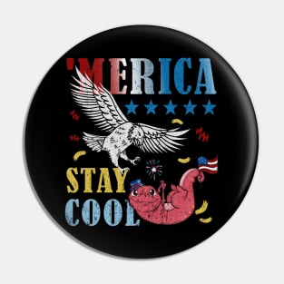 Merica Funny Eagle and Salamander Stay Cool Popsicle Pin