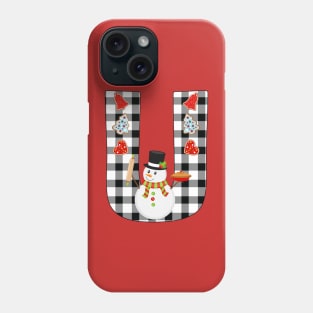 BW Buffalo Checks Pattern Monogram U | Snowman Phone Case