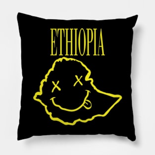 Vibrant Ethiopia x Eyes Happy Face: Unleash Your 90s Grunge Spirit! Pillow