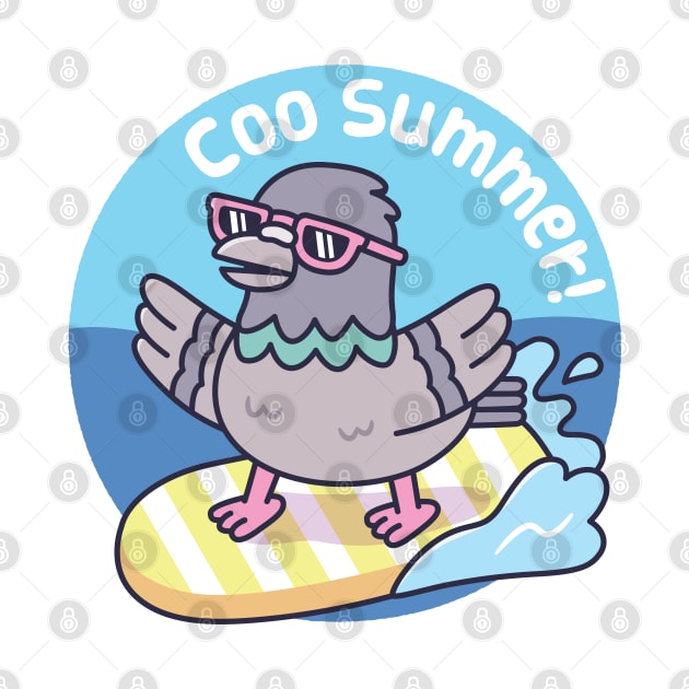 Pigeon Surfing On Surfboard Funny Coo Summer by rustydoodle