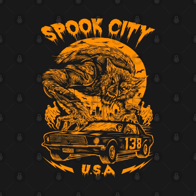 "SPOOK CITY" ORANGE by joeyjamesartworx