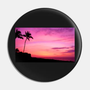 Tropical Palm Tree Silhouette and Sunset Pin