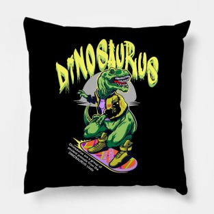 Dinosaurus Playing Skateboard Pillow