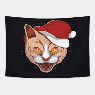 Cat Christmas Hat Tapestry