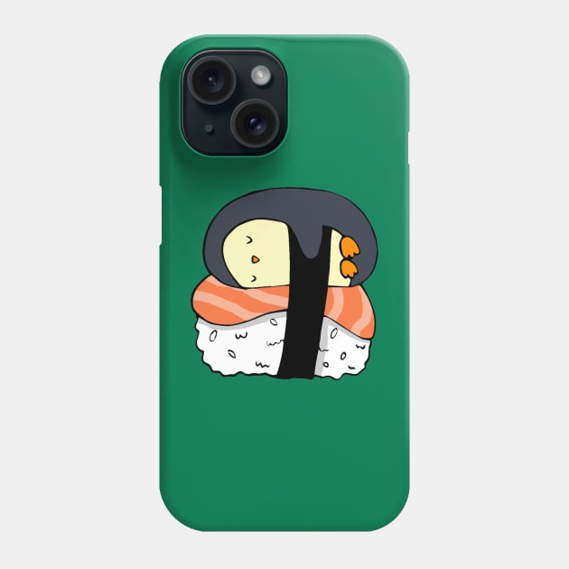 Penguin sleeping over sushi Phone Case by Origami Studio