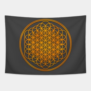 Flower Of Life Gold Tapestry