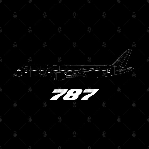 787-9 Line Drawing by SteveHClark