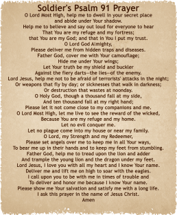 Soldier's Prayer - A Psalm 91 Prayer for Soldiers on T-shirts Magnet