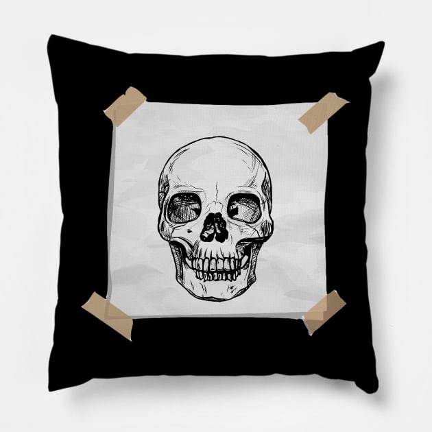 Skull on paper design Pillow by Dope_Design