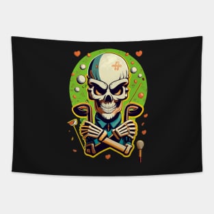 Golf from the Grave Funny Skeleton Golfer Halloween Pattern Tapestry