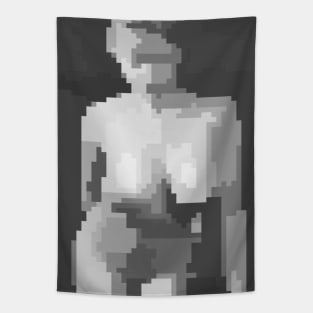 Pixel Art (black and white retro woman) Tapestry