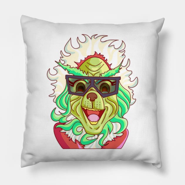 The Grinch - Joyful and Triumphant Pillow by MorenoArtwork