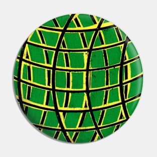 Green Yellow Hemisphere Geometric Abstract Acrylic Painting Pin