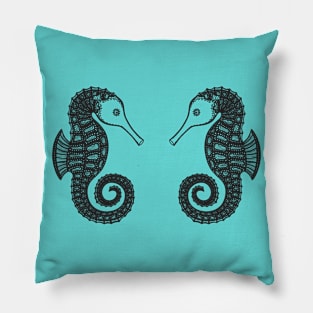 Seahorses in Love - cute and fun sea animal design - light colors Pillow