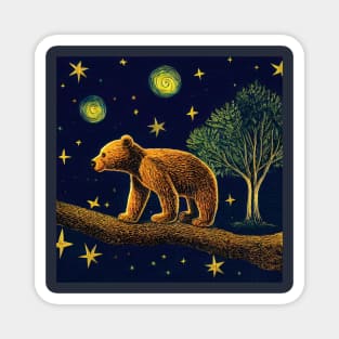 Bear Cub Walking at Night | Nursery Art Magnet