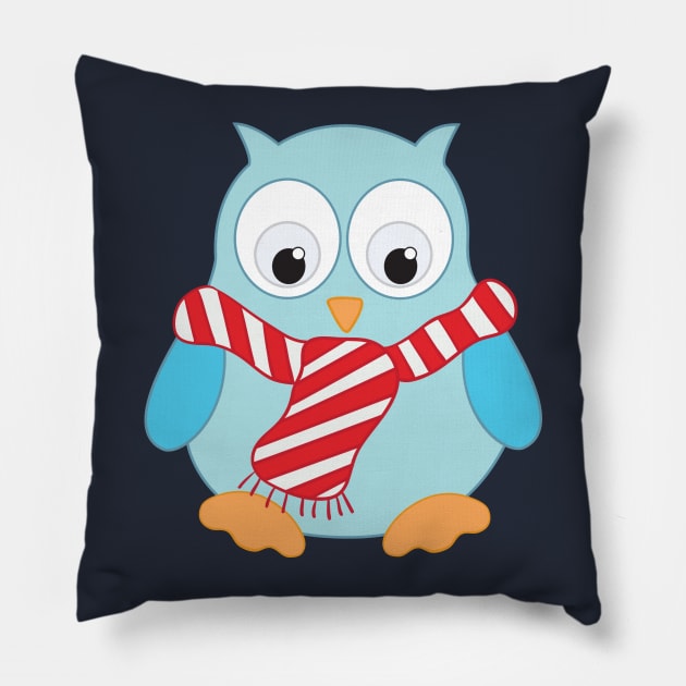 Cute Blue Owl Pillow by painteddreamsdesigns