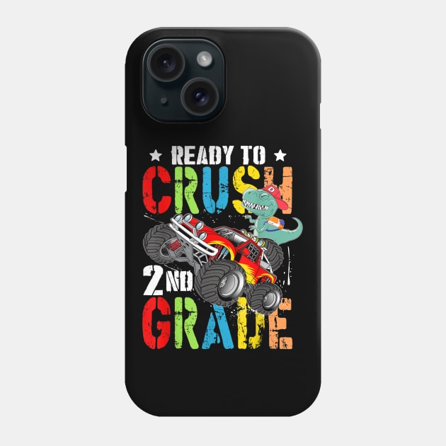 2nd Grade Dinosaur Monster Truck Back to School Boy Phone Case by FONSbually