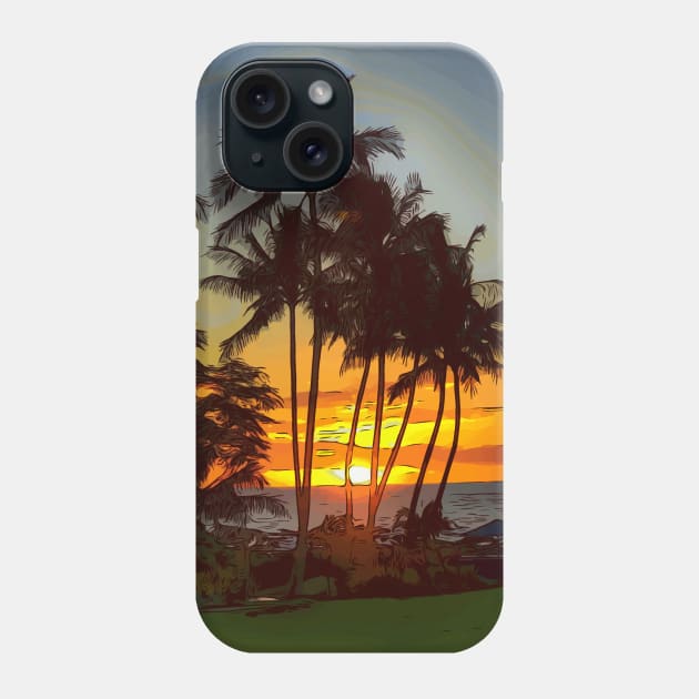 Sunset over the ocean in Maui Hawaii Phone Case by WelshDesigns