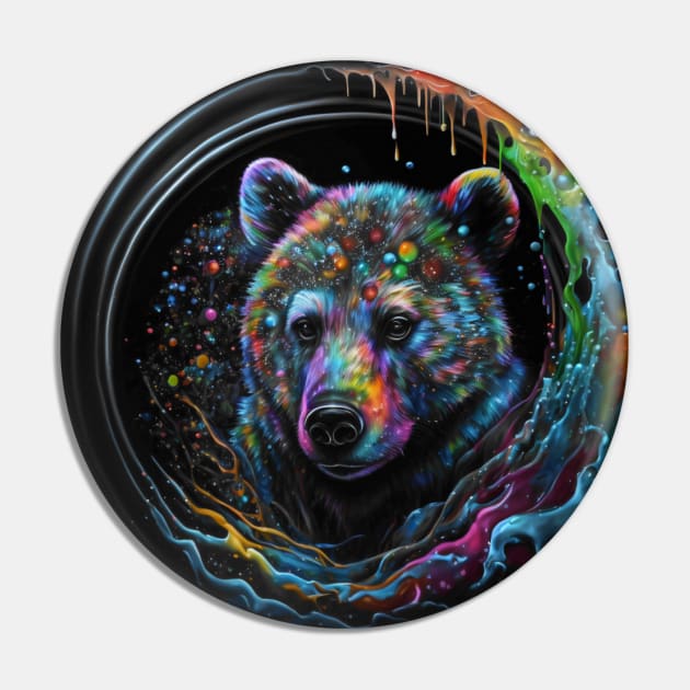 Rainbow Bear portrait Pin by BloodRubyz