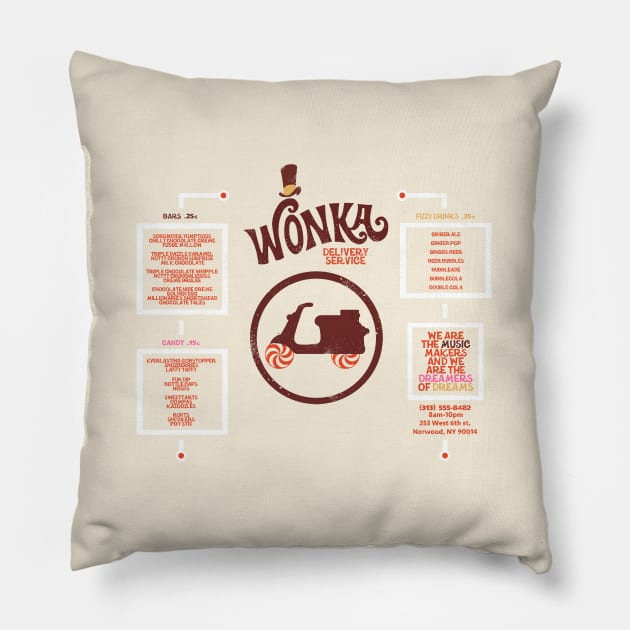 Wonka Delivery Service Pillow by Apgar Arts