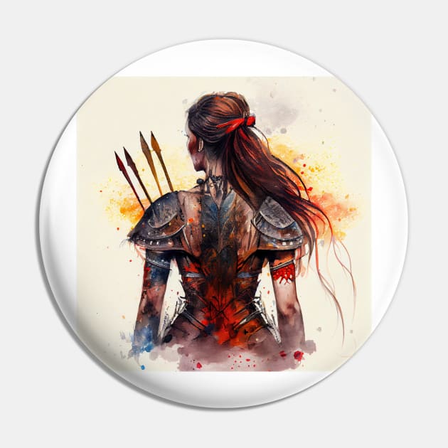 Powerful Warrior Back Woman #3 Pin by Chromatic Fusion Studio