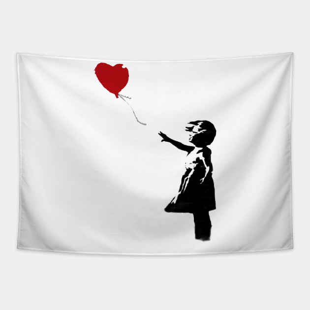 BANKSY Red Heart Balloon Girl Banksy Tapestry TeePublic