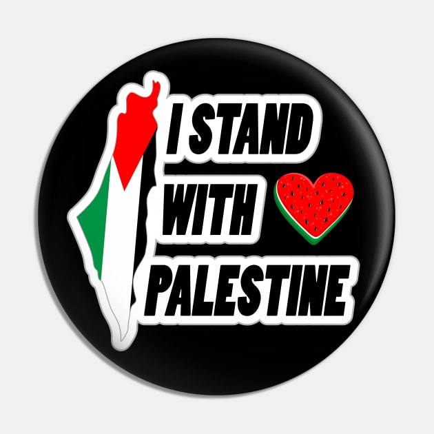 I stand with Palestine - Map and Watermelon Logo Pin by BluedarkArt