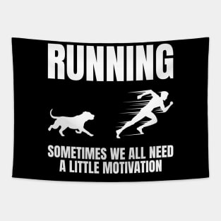 Running Motivation Dog Chase Funny American Pit Bull Terrier Tee Tapestry