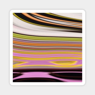 1980s trendy abstract black white yellow green pink stripe Magnet