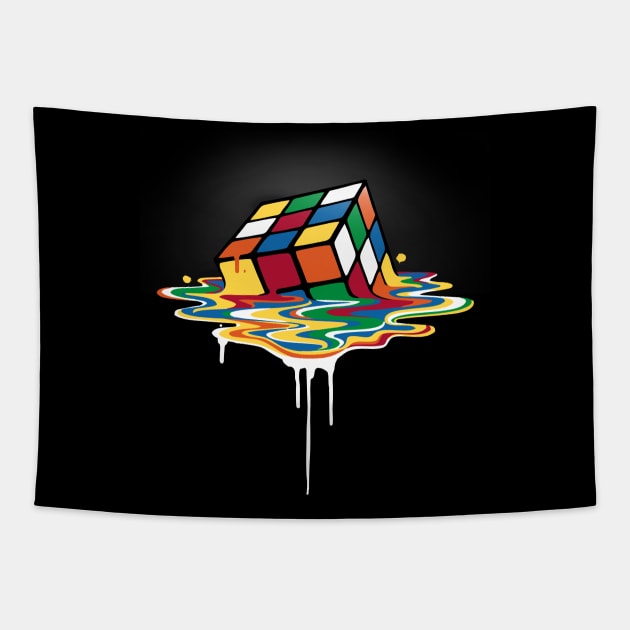 Melted Rubik's Cube Tapestry by arashiyuka