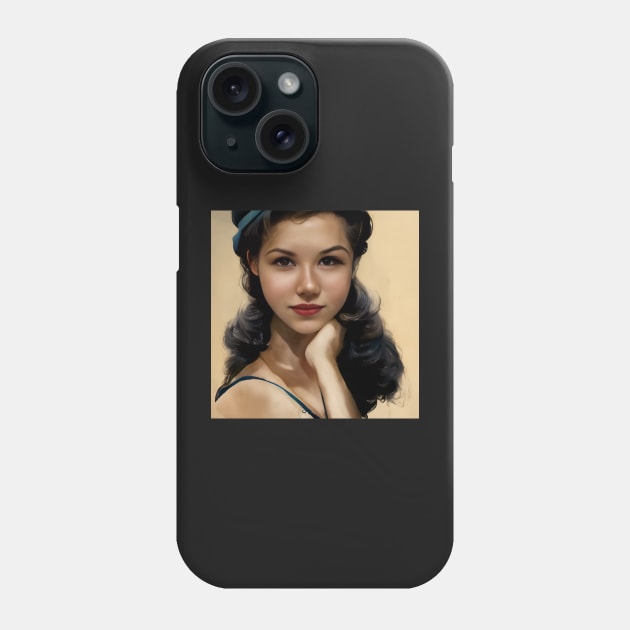 Beautiful model from the 50s, Phone Case by ai1art