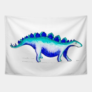 Blue Stegosaurus Dinosaur Watercolour Print for Kids Tapestry