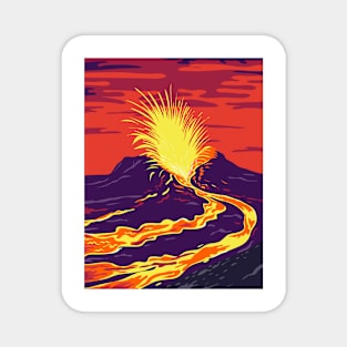 Hawaii Volcanoes National Park with active KIlauea volcano United States WPA Poster Art Color Magnet