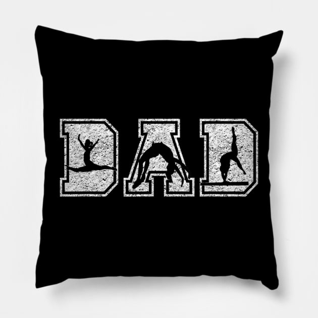 Mens Gymnastics Dad Funny Fathers Day Distressed Pillow by Jsimo Designs