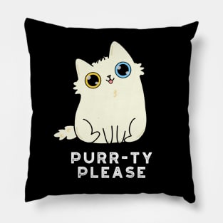 Purr-ty Please Cute Kitty Cat Pun Pillow