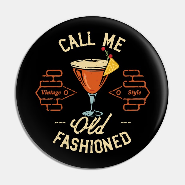 Call Me old Fashioned, Vintage Cocktail Pin by Chrislkf