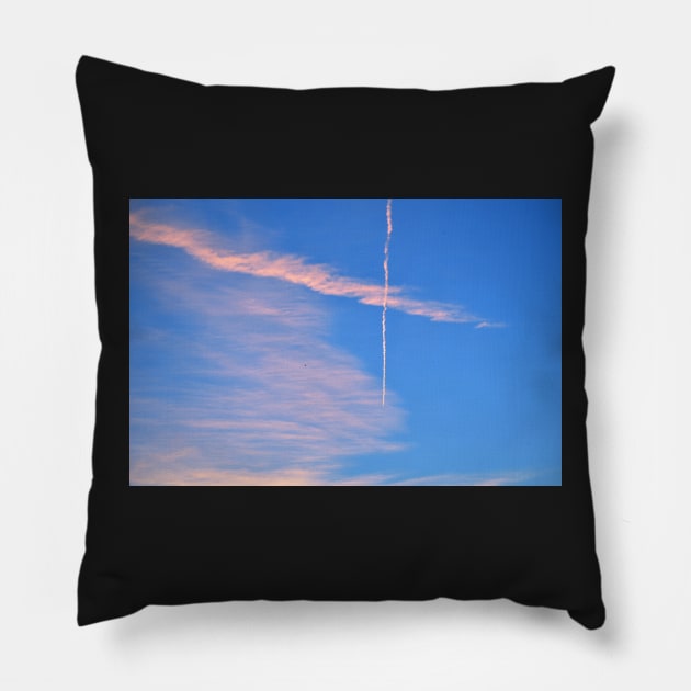 Pink Clouds & Contrails Pillow by LaurieMinor