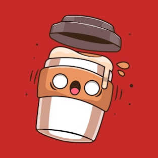 Kawaii Coffee Cup Character T-Shirt