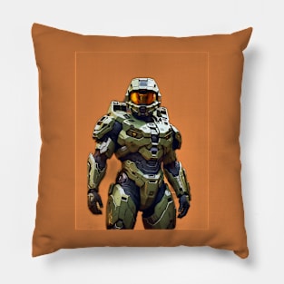 Warrior robot illustration Pillow