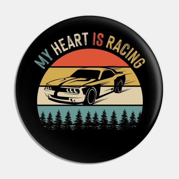 Fathers Day Retro Vintage Speedway Car Racing Pin by Closeddoor