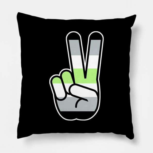 Agender Peace Hand Sign Pillow by Calculated