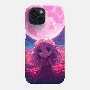 Waiting in the pink full moon Phone Case