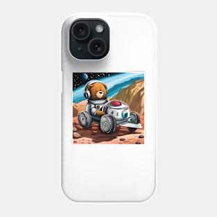 Teddy wearing a space suit riding the Mars Rover Phone Case