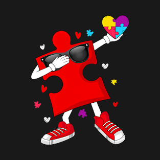 Dabbing Puzzle Heart Autism Awareness Dab Dances T-Shirt