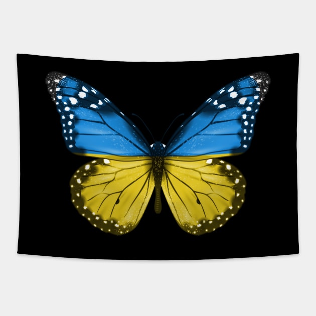 Ukrainian Flag  Butterfly - Gift for Ukrainian From Ukraine Tapestry by Country Flags