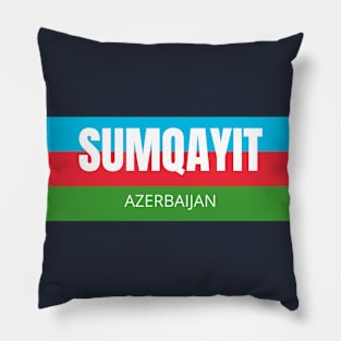 Sumqayit City in Azerbaijan Flag Colors Stripes Pillow