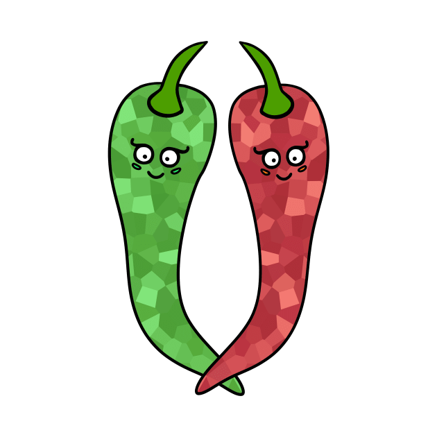 GREEN And Red Hot Peppers Spicy Food by SartorisArt1