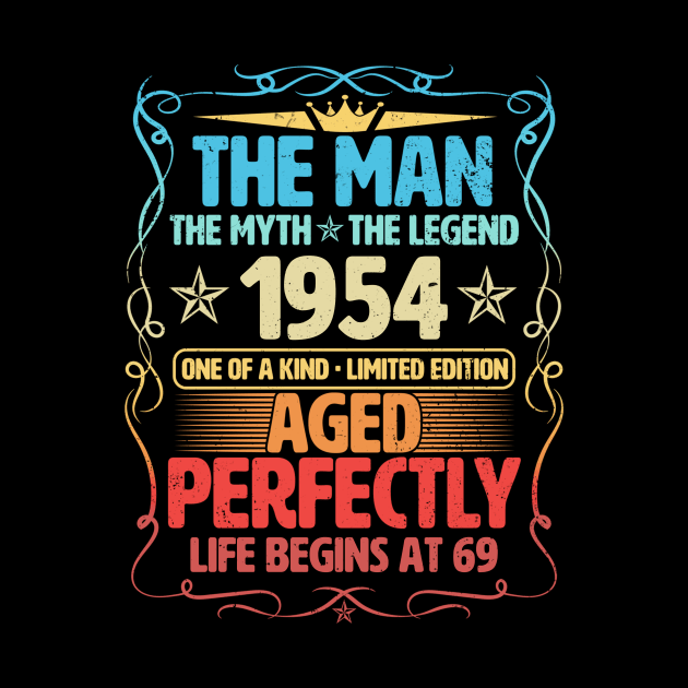 The Man 1954 Aged Perfectly Life Begins At 69th Birthday by Foshaylavona.Artwork